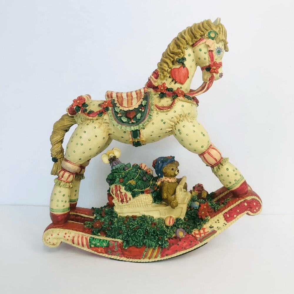vintage musical rocking horse figurine christmas toy land 1992 works video‎